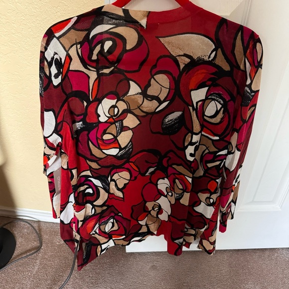 Chicos Red, Tan, Black Cardigan Size 2 - Picture 2 of 3